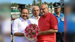 Vice-President C P Radhakrishnan with Keralam chief minister V D Satheesan