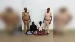 Two men were arrested for hurling a petrol bomb near a land adjacent to the Pasumpon