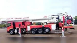 The 90-metre hydraulic ladder that has been added to NMC fire brigade fleet