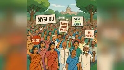 Activists and BJP leaders protest the state govt’s move to allow five per cent of park