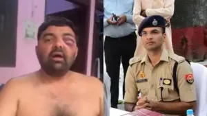 Meerut SSP Avinash Pandey (R) was transferred to Lucknow state headquarters late Thursday