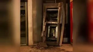 Police reached the ATM around 3.20am, barely minutes after the burglars had fled