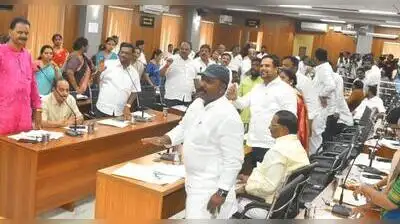 A heated debate over the pushkarini row during HDMC general body meeting