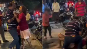 A video showing a drunk woman allegedly involved in a scuffle with employees outside Golden