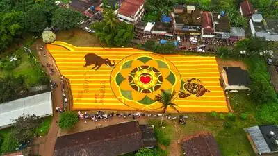 Irulam honours beloved tusker with mammoth pookalam