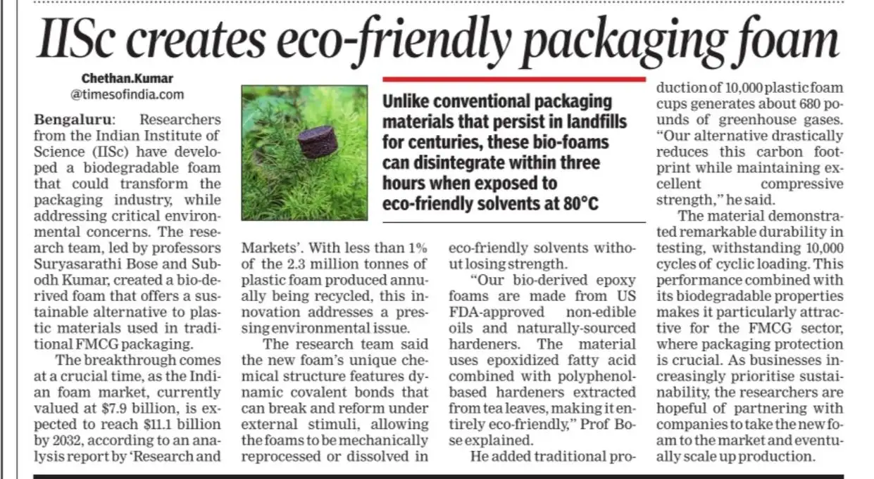 For IISc, the foam’s progress also shows the less visible part: The wider industry impact