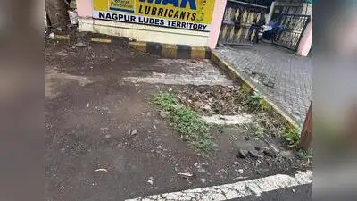Broken pieces of the drain covers and chunks of concrete lie strewn across the spots, leaving