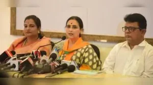 BJP MLC Chitra Wagh addressing media after her visit to the district women’s hospital