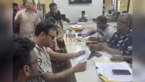 Families of missing tourists at the travel agency office in Kolkata