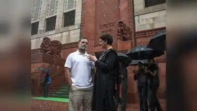 Congress MPs Rahul Gandhi and Priyanka Gandhi at the Parliament in New Delhi