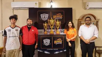 Trophies of IT company employees football league were unveiled on Thursday