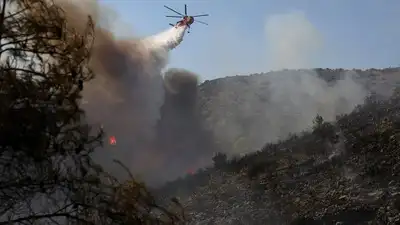 Two wildfires that broke out minutes apart on the Greek island of Salamina on Sunday killed two
