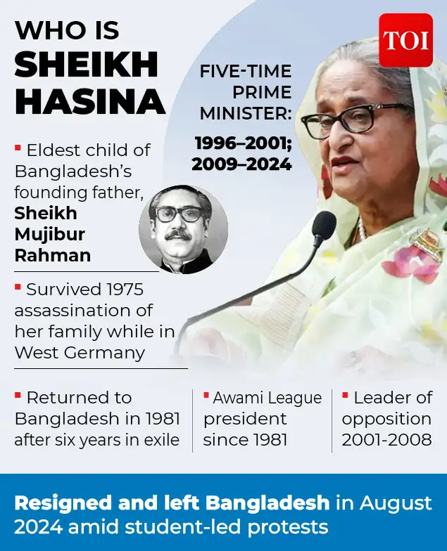 For the first time since fleeing Bangladesh two years ago, Sheikh Hasina has put a specific