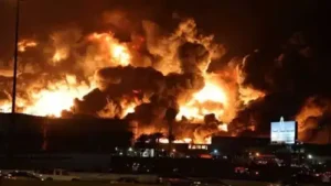 At least 16 Bangladeshi nationals were killed in a fire at a sofa factory in the Musa Sanaiya