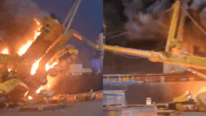Watch: Crane collapses at Mumbai port, 2 operators hurt