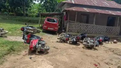 Vehicles which were vandalised at the event