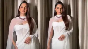 And this time, she did it in a beautiful white chiffon number by Manish Malhotra, finished