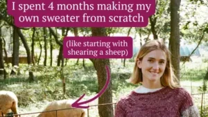 So she decided to make a fleece sweater from the very beginning - starting with a sheep