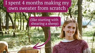 So she decided to make a fleece sweater from the very beginning - starting with a sheep