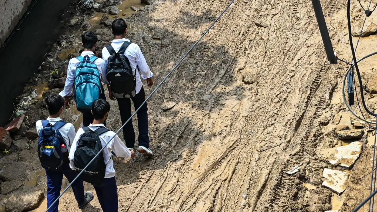 Sonia Vihar schoolchildren confronts hazardous daily commutes due to waterlogged and damaged