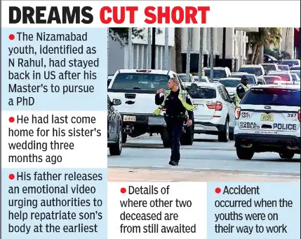 Three students from the Telugu states, including one from Nizamabad, were killed in a road