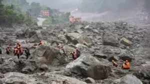 Guna Maya Bohara, a 97-year-old woman who was rescued alive from the rubble of her care home