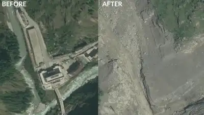High-resolution before-and-after images released by commercial satellite company Vantor compare