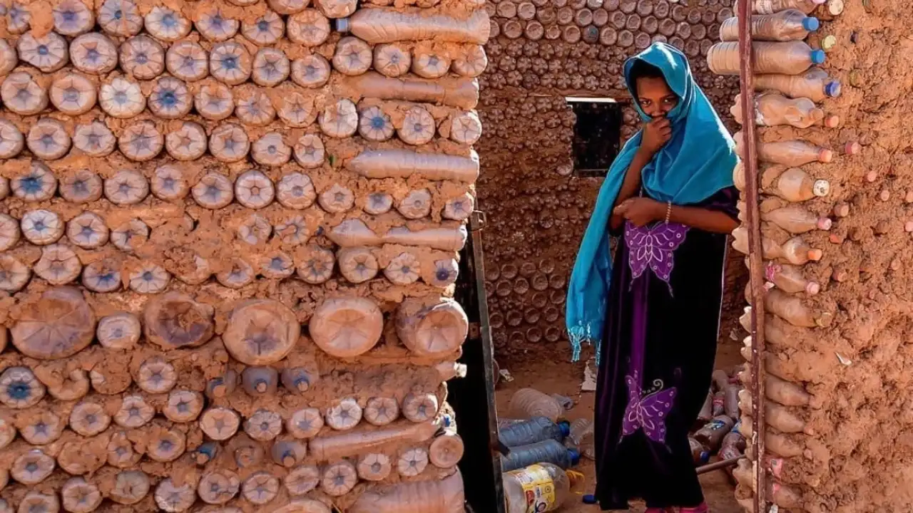 Sahrawi engineer Tateh Lehbib Breica used discarded plastic bottles packed with sand instead