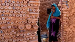 Sahrawi engineer Tateh Lehbib Breica used discarded plastic bottles packed with sand instead