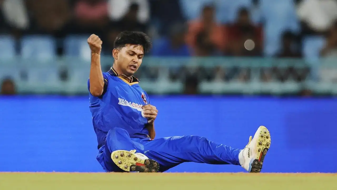 Zeeshan Ansari bowls during India A vs Sri Lanka A match at Galle Photo Courtesy: Sri Lanka