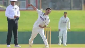 Zeeshan Ansari bowls during India A vs Sri Lanka A match at Galle Photo Courtesy: Sri Lanka