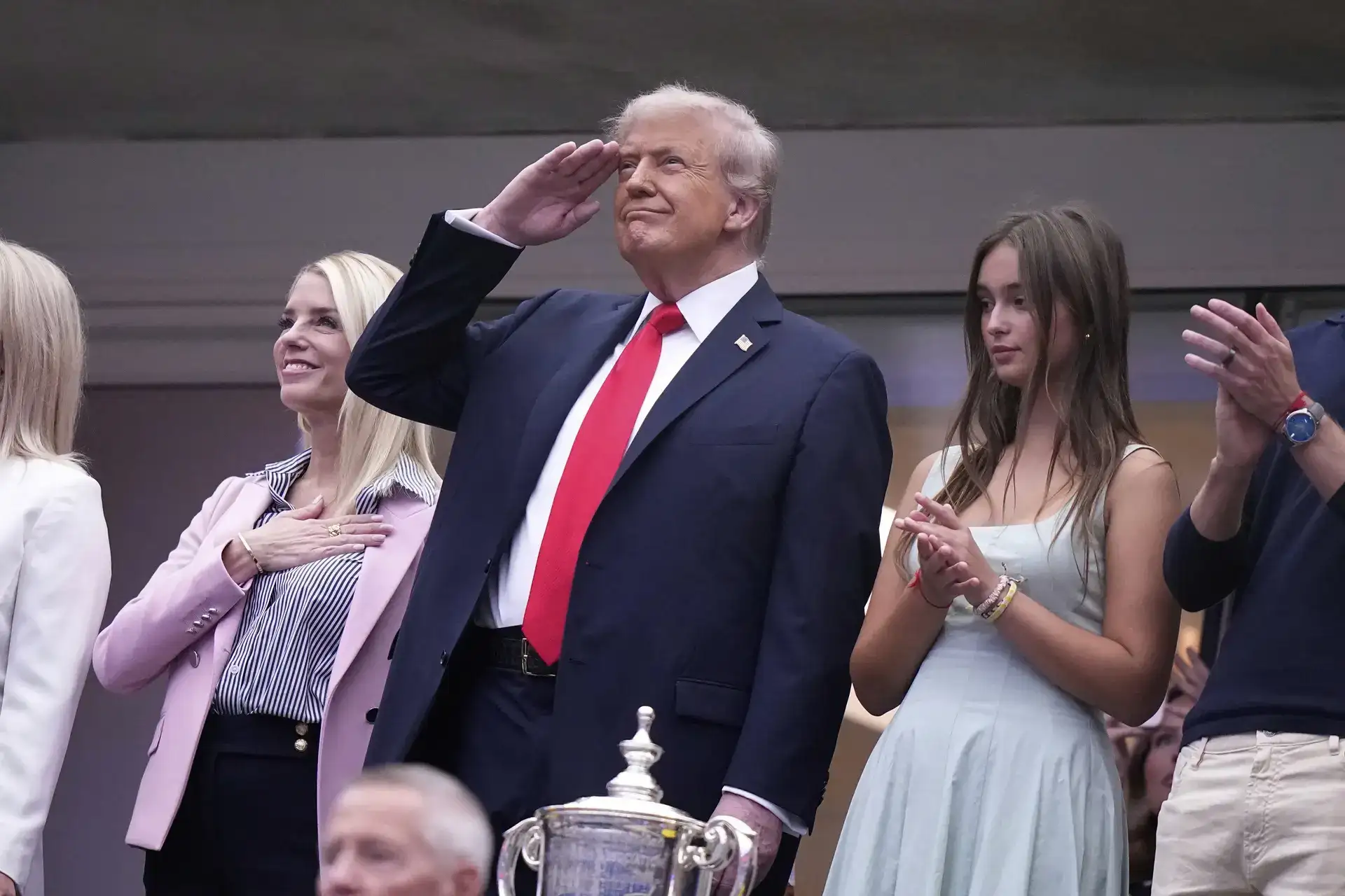 US President Donald Trump attended the US Open men's final at Arthur Ashe Stadium in New York