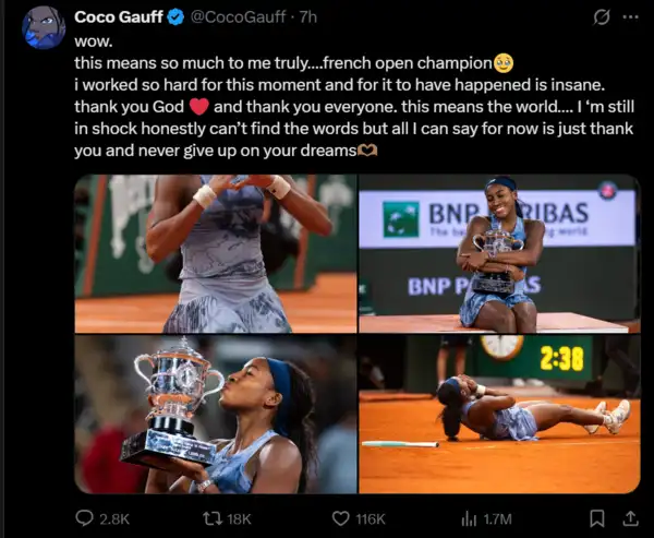 Coco Gauff battles back to beat World No. 1 Sabalenka, claims French Open: result and decisive