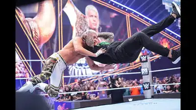 (Photo by Rich Freeda/WWE via Getty Images) Randy Orton delivers and RKO to Cody Rhodes