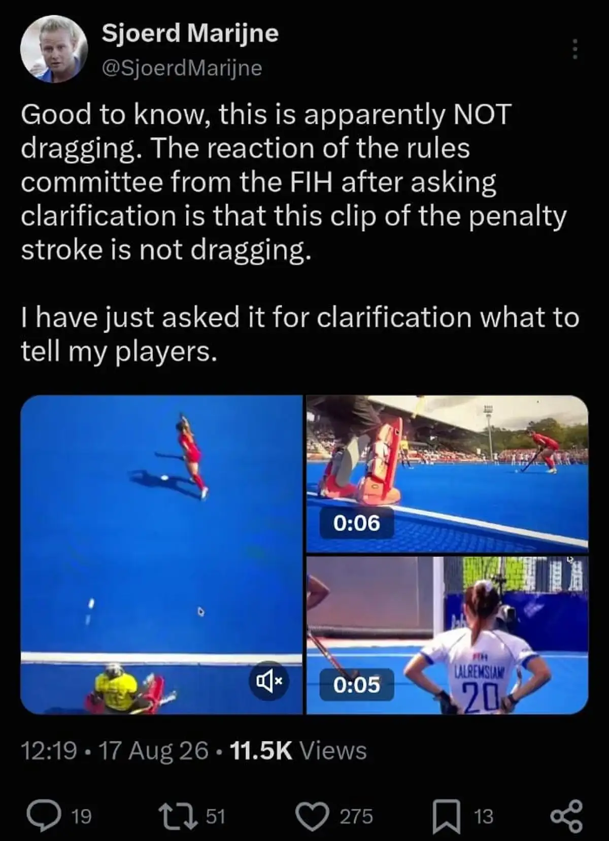 Zhang’s penalty stroke came in the dying seconds of the first half and helped China draw level