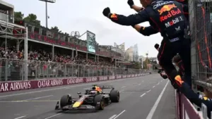 Red Bull’s Max Verstappen produced a commanding drive at the Azerbaijan Grand Prix on Sunday