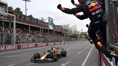 Red Bull’s Max Verstappen produced a commanding drive at the Azerbaijan Grand Prix on Sunday