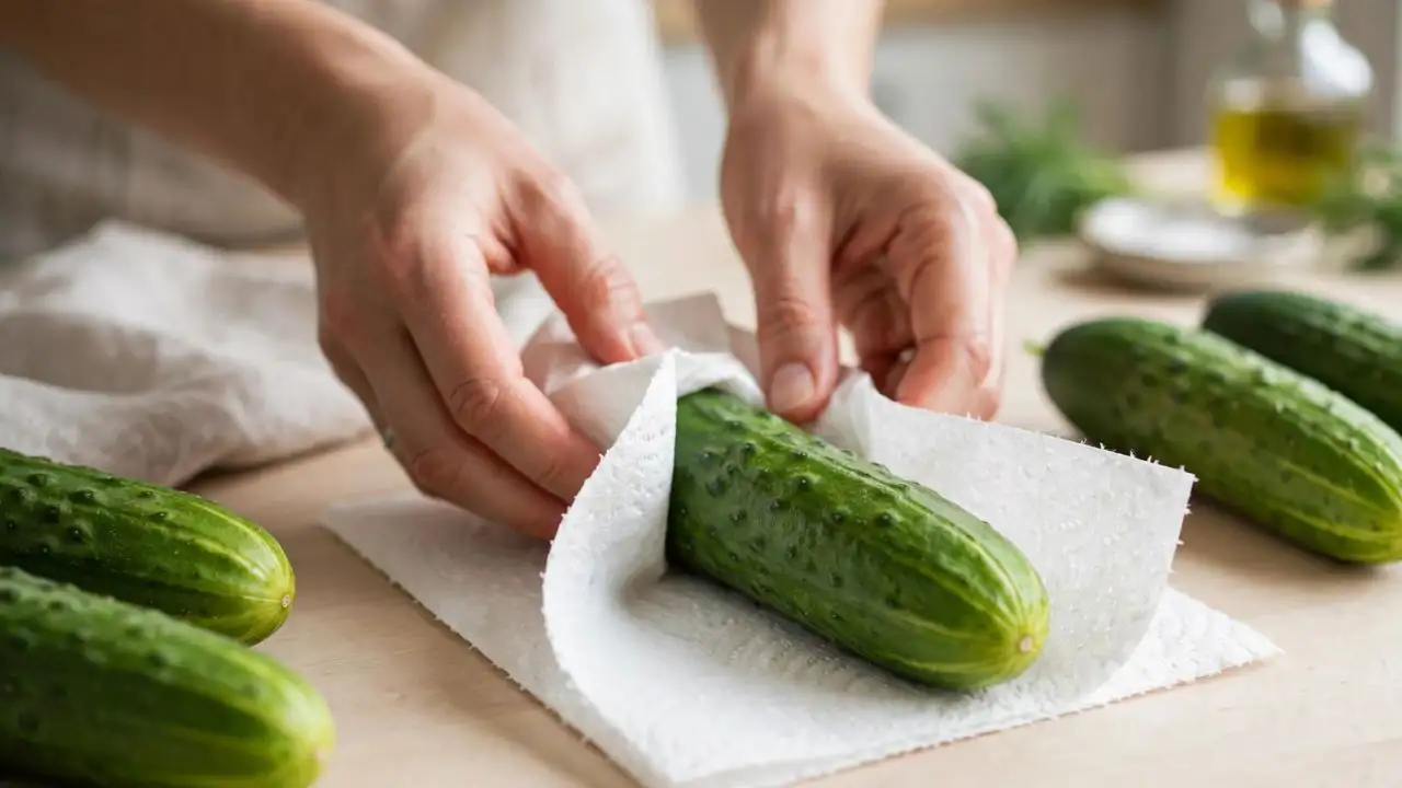 Simple steps such as wrapping cucumbers in paper towels, keeping them in a storage bag