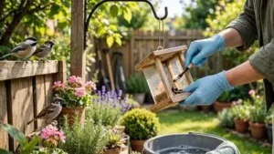 A bird feeder can turn a quiet backyard into a busy gathering place