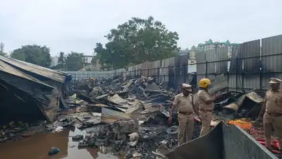 No casualties or injuries have been reported, as most workers were away from their quarters