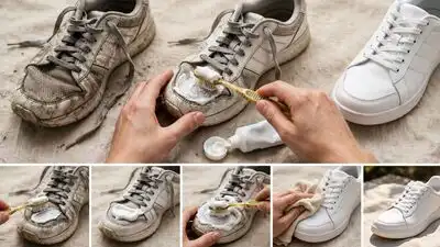Plain white toothpaste can sometimes help lift light marks from certain sneaker surfaces
