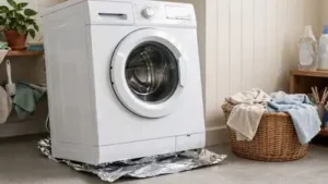 Foil is extremely thin and can tear or crease under the weight of a washing machine
