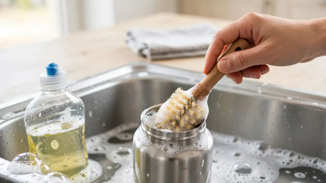Regular washing with warm water, washing-up liquid and a bottle brush are some simple ways