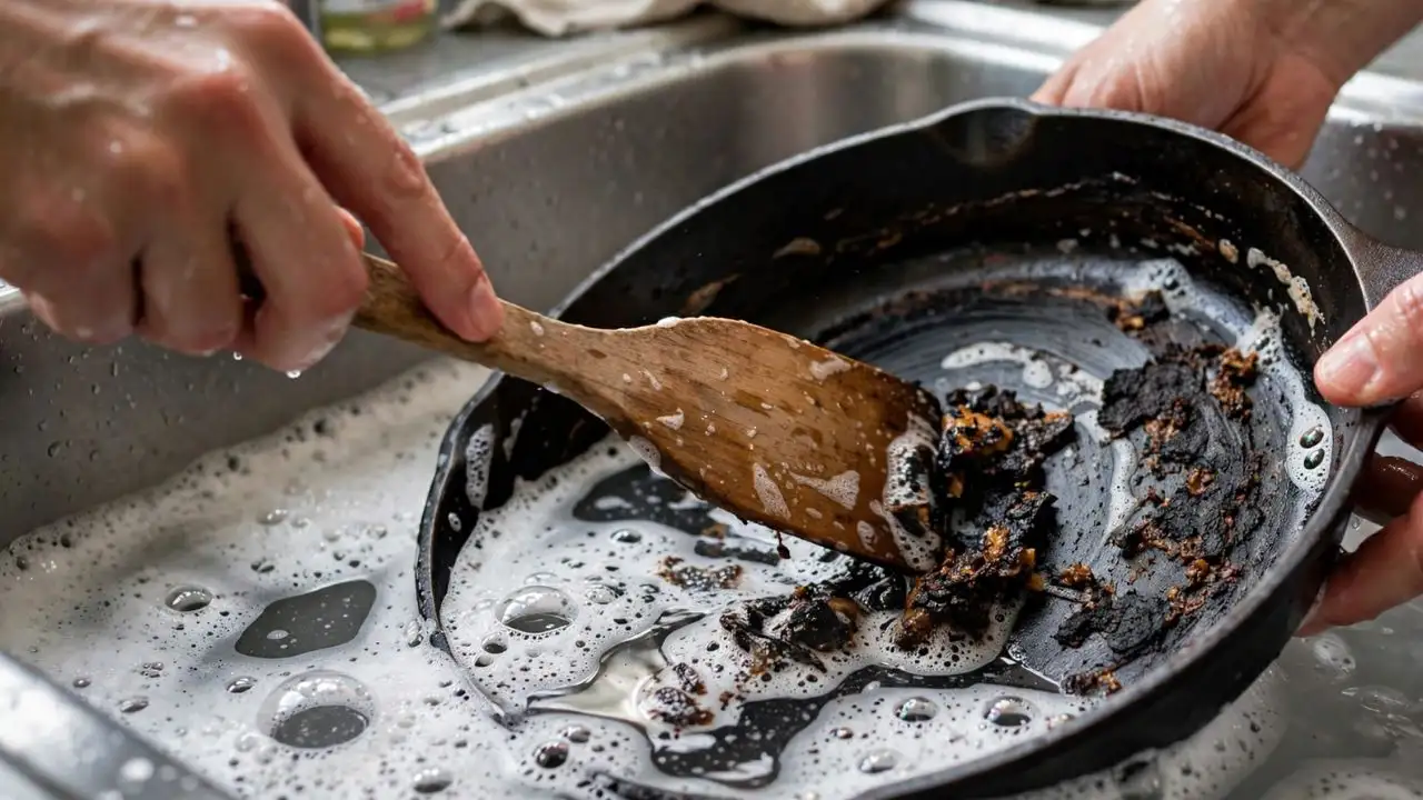 Throwing the burnt food into an uncovered kitchen bin can allow the smell to linger