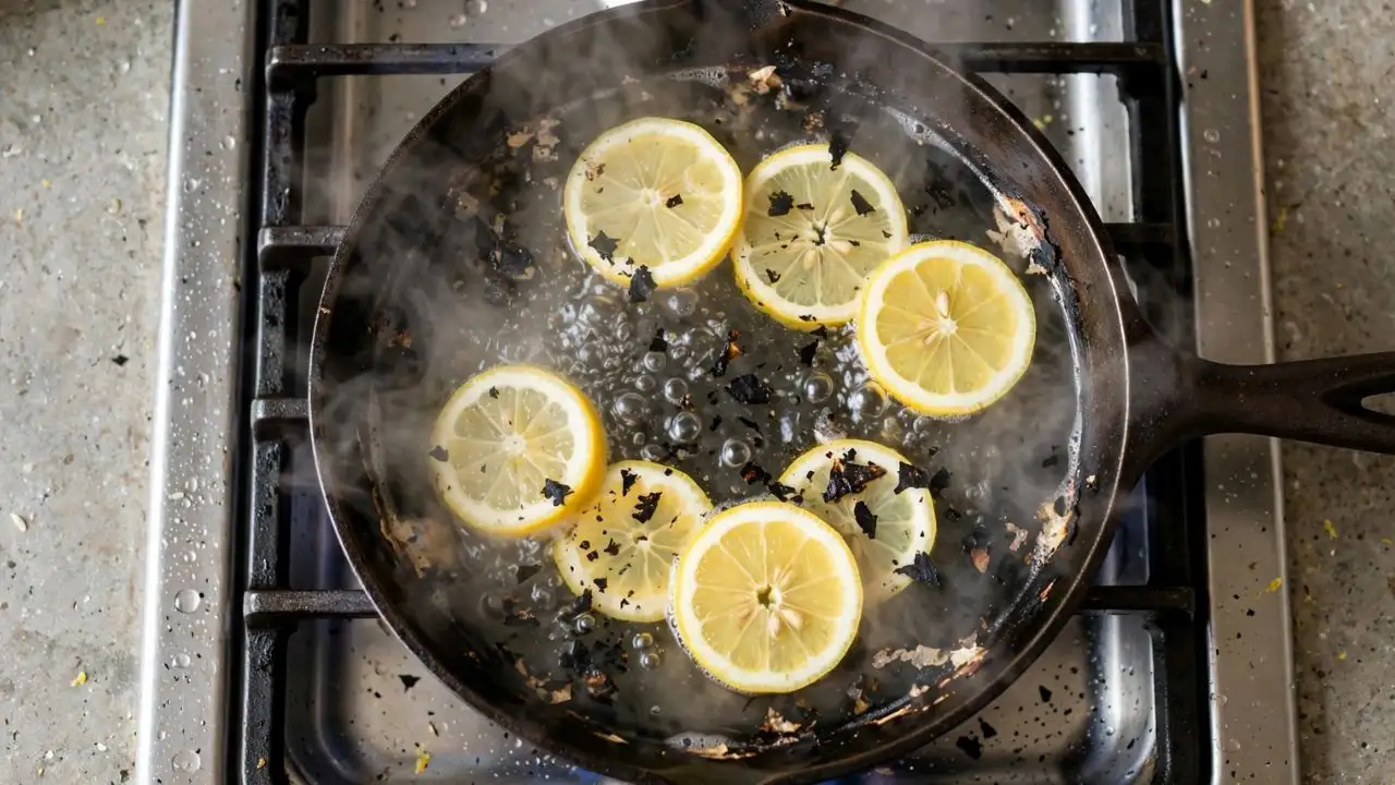 Throwing the burnt food into an uncovered kitchen bin can allow the smell to linger