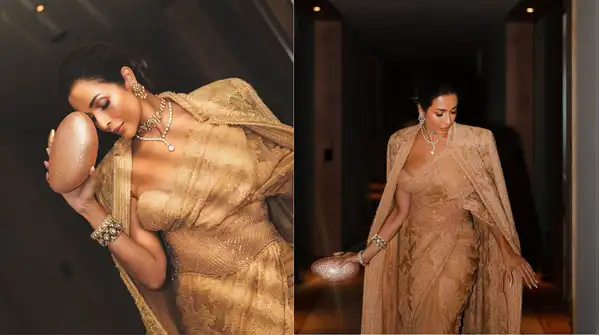 Her Melbourne look was all about the right mix of a lace saree, a corset blouse