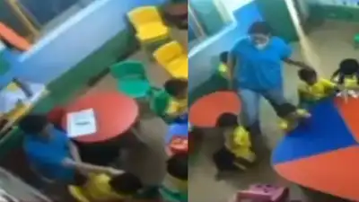CCTV footage examined by police purportedly showed the child being tied to a chair, kicked