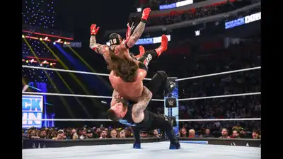 Rey Mysterio delivers a 619 to AJ Styles during Friday Night Smackdown at Little Caesars Arena