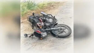 Three men were riding the bike at high speed on the wrong side of the road when the accident