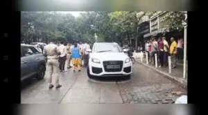 The Audi SUV in which Saleem was found dead being inspected by Koramangala police